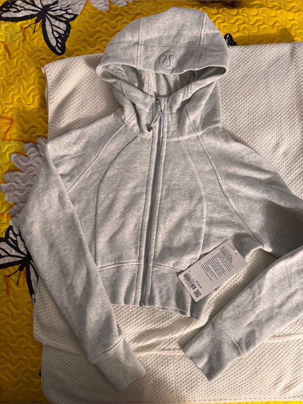 lululemon athletica Heather Light Gray Cropped Hooded Utility Jacket